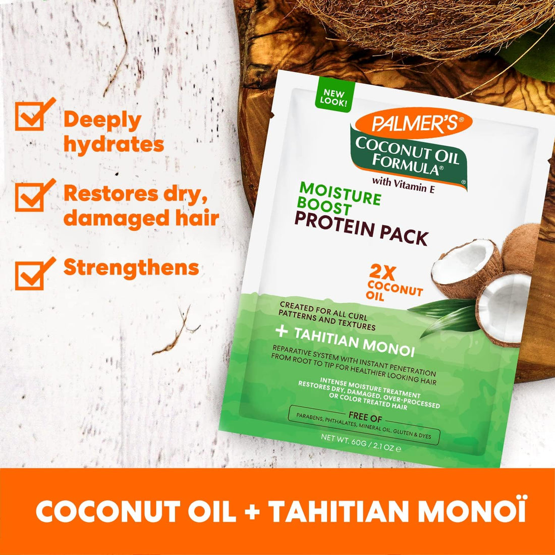 Palmers Coconut Oil Formula Deep Conditioning Protein Pack, 2.1 Oz (Pack of 4)