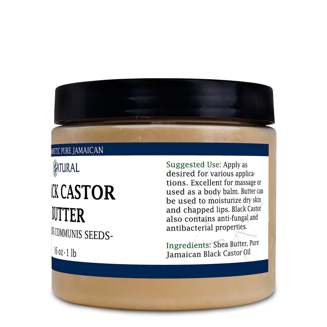 Zatural Organically Grown Black Castor Oil Body & Hair Butter Clean 2 Ingredient Quality Jamaican Black Castor Oil (16 Ounce)