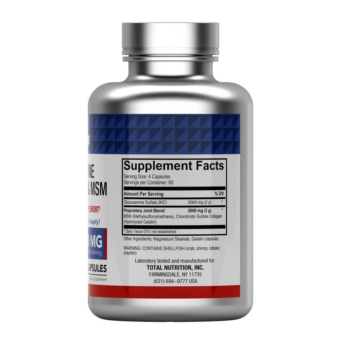 tnvitamins Glucosamine, Chondroitin, & MSM (4000 MG - 240 Capsules) for Men & Women | Joint Support Supplement Complex* | More Than Triple Strength! | Non-GMO | Produced in The USA