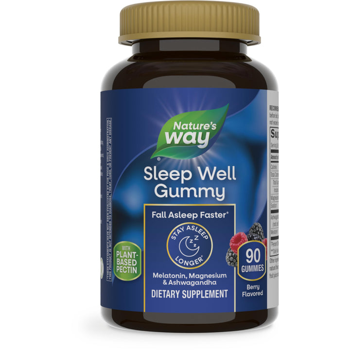 Nature’s Way Sleep Well Gummies, Sleep Support for Adults*, with Melatonin, Ashwagandha and Magnesium, Berry Flavored, 90 Gummies (Packaging May Vary)