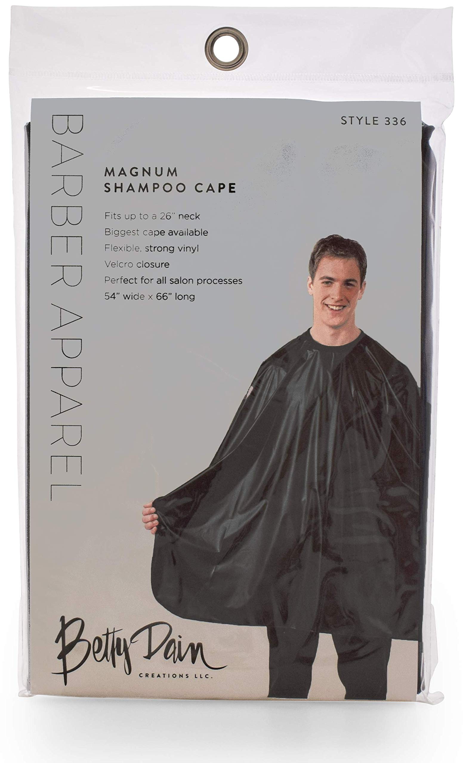 Betty Dain Magnum Shampoo Cape with Velcro Closure, Black