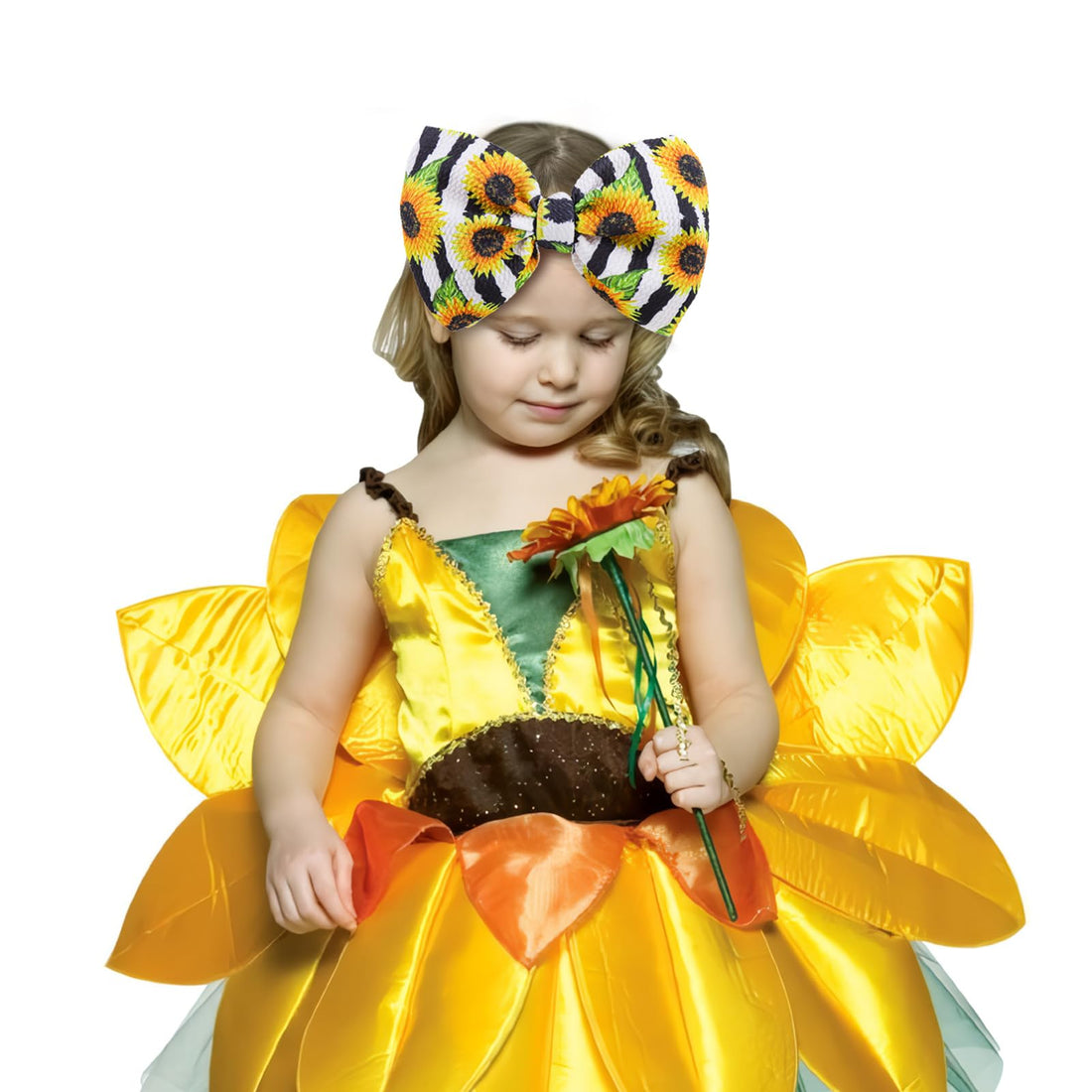 YanJie Hairband, Baby Girls Headband with Bow, Sunflower Printed, Wide Headbands, Elastic Hair Bow Headwrap, Knotted Headband, Newborn Infant Toddlers Hair Accessories, Bee, 2 Count