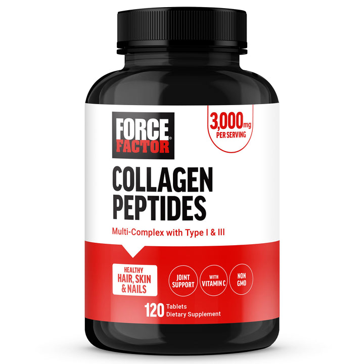 FORCE FACTOR Collagen Peptides, Collagen for Women and Men Made with Hydrolyzed Bovine Collagen Type 1 & 3 for Healthy Hair, Skin, Nails, & Joints, Premium Quality, Non-GMO, 120 Collagen Pills