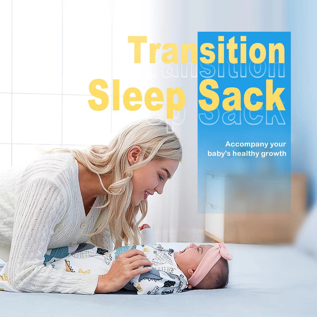 Nearkoi Baby Transition Swaddle Sack - Baby Sleeping Bag with Arms Up, Pure Cotton, Pink, 17-22lbs