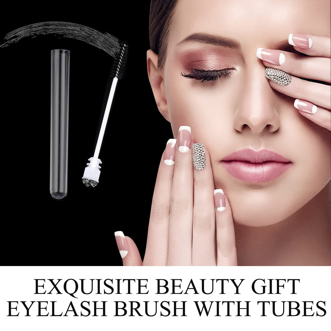 Dming 50pcs Eyelash brush Lash Wand Makeup tool Eyelash Extension supplies Cleaning brush Diamond Mascara foil black