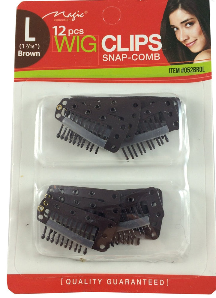 Magic 12pc Wig Clips Snap-Comb #052 (Large, Brown) by Magic