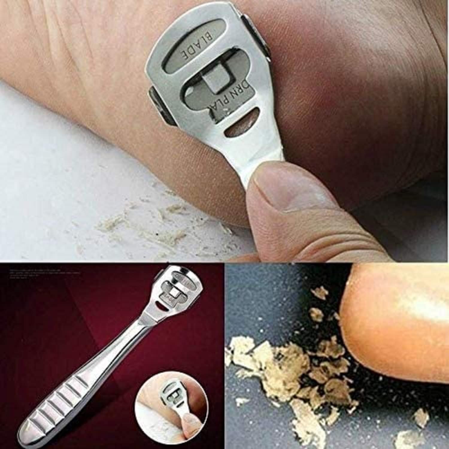 Stainless Steel Foot Scraper Blades Skin Callus Remover Trimmer Feet Shaver Pedicure Care Tool Set + 10 Blades