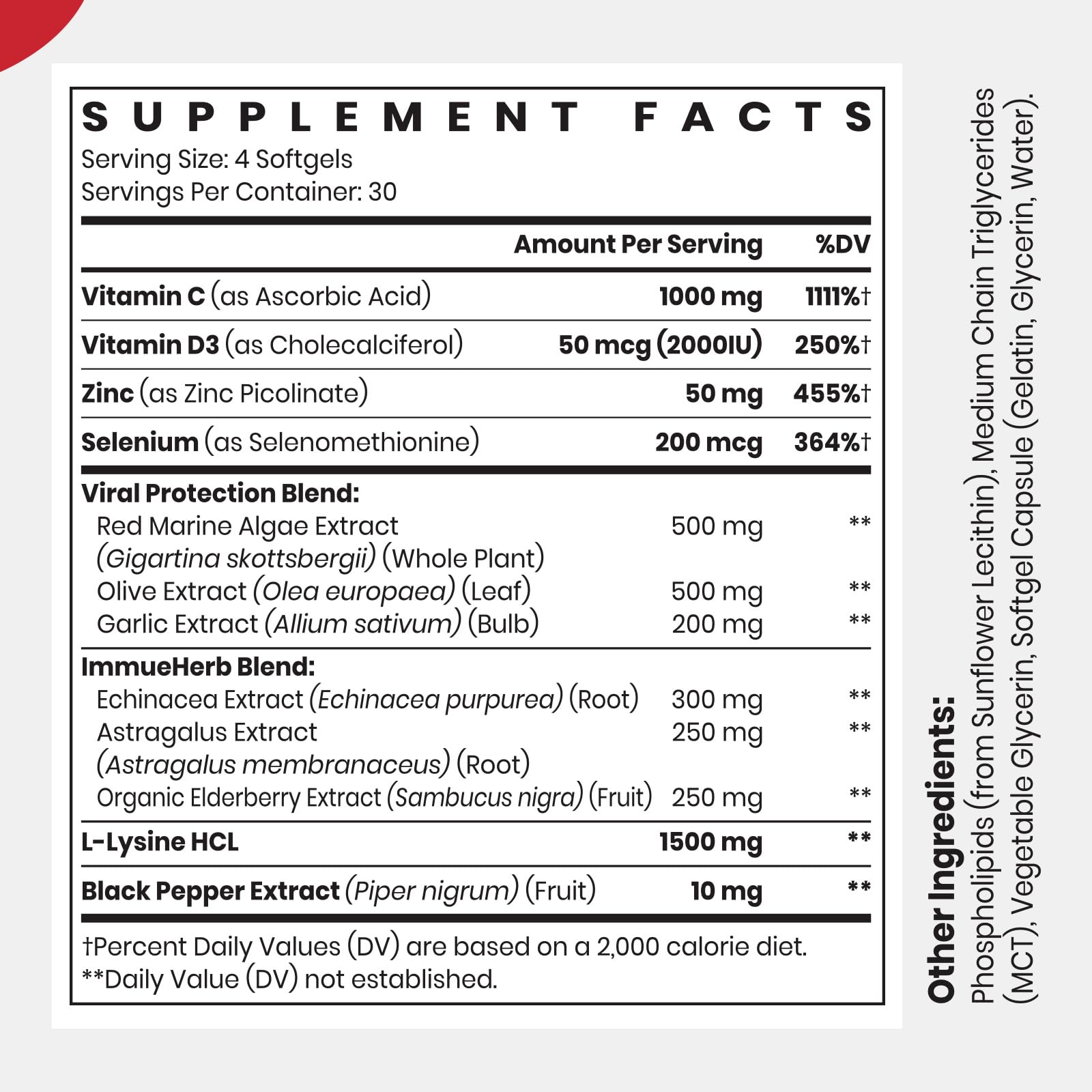 CyberCerix Liposomal Immune Support Supplement for Adults, Complex with L-Lysine 1,500mg, Vitamins, Minerals & Herbal Extracts, Comprehensive Daily Wellness Blend for Men & Women - 240 Capsules