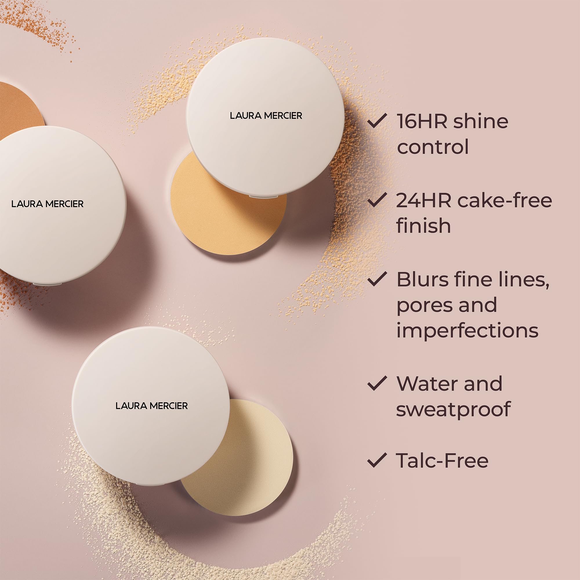 Laura Mercier Ultra-Blur Talc-Free Waterproof Translucent Pressed Setting Powder, 16HR Weightless Wear and Shine Control, Hyaluronic Acid Infused for 24HR Hydration, Natural Finish, Translucent