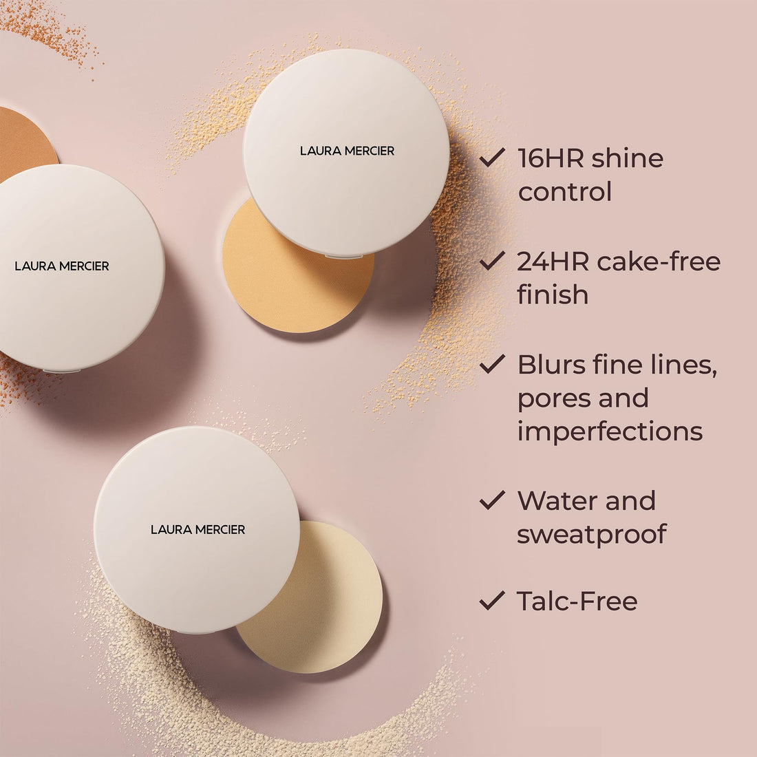 Laura Mercier Ultra-Blur Talc-Free Waterproof Translucent Pressed Setting Powder, 16HR Weightless Wear and Shine Control, Hyaluronic Acid Infused for 24HR Hydration, Natural Finish, Translucent
