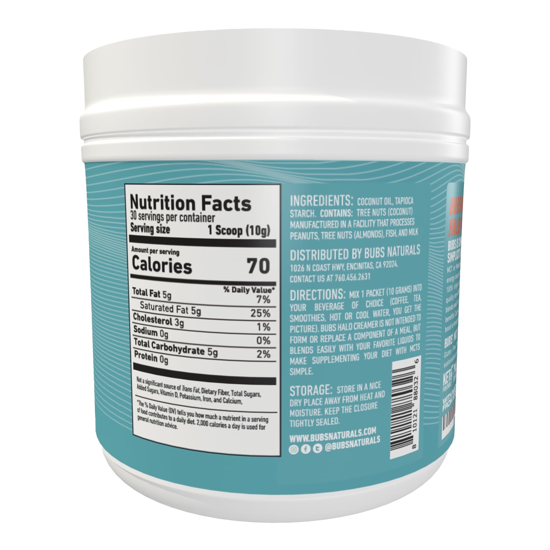 BUBS Naturals MCT Oil Powder - Medium Chain Triglycerides - Keto Vegan & Paleo Friendly - Healthy Coconut Fats + Low Carb - Dairy-Free Energy Source - Perfect for Coffee, Protein Shakes & Baked Goods