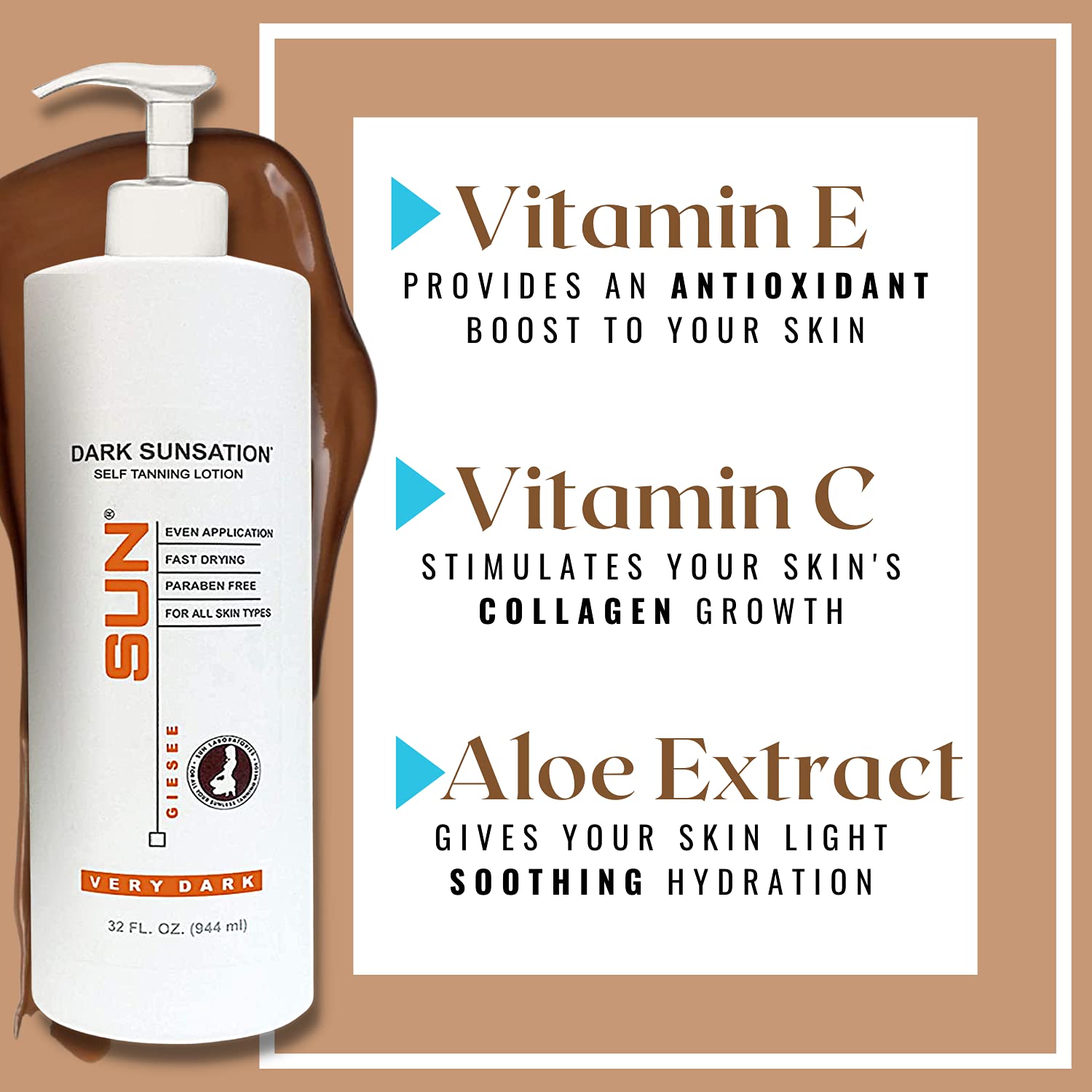 Dark Sunsation 32 oz. Value Size VERY DARK Sunless Tanning Lotion