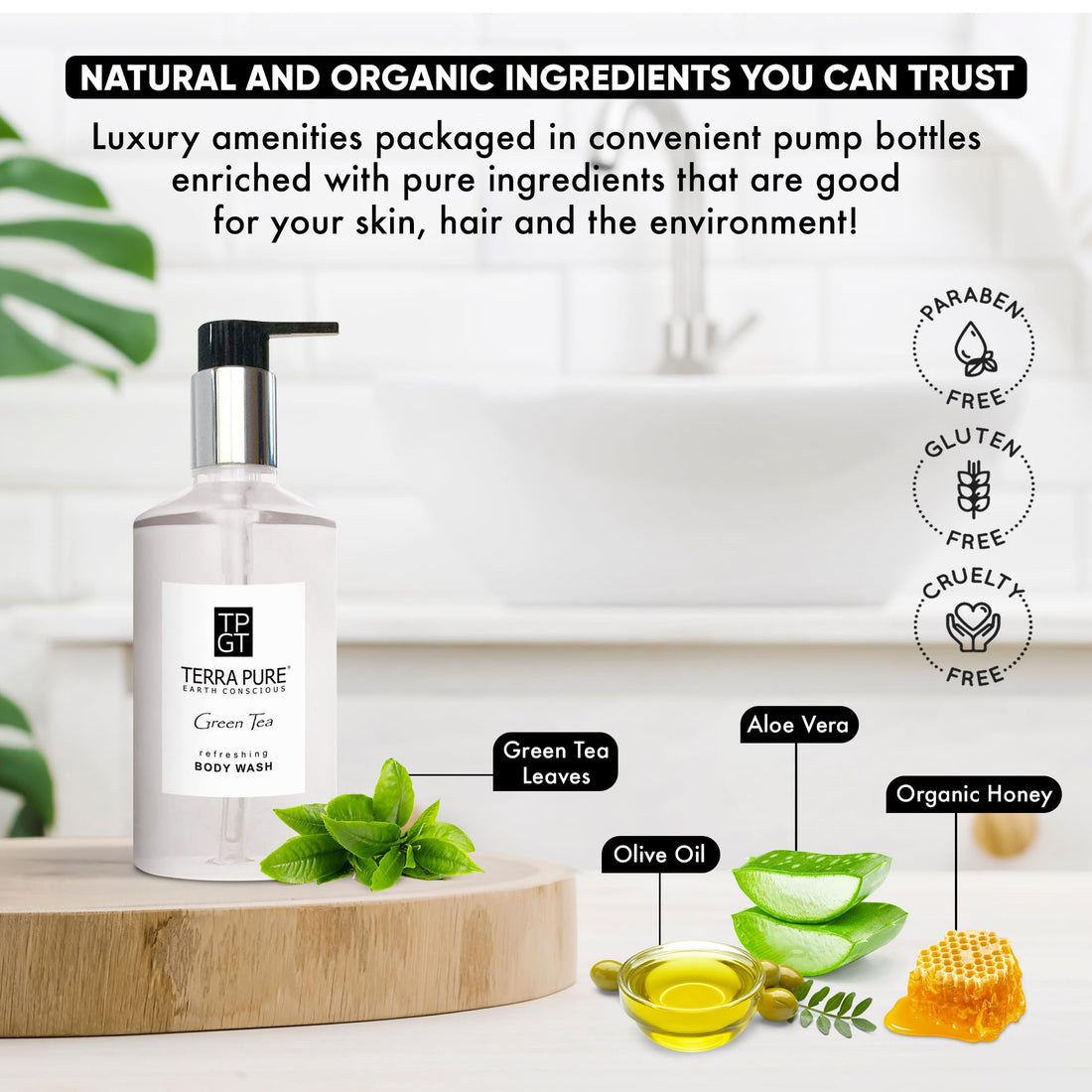 Terra Pure Hand and Body Wash, Retail Amenities, 10.14 oz (Single)