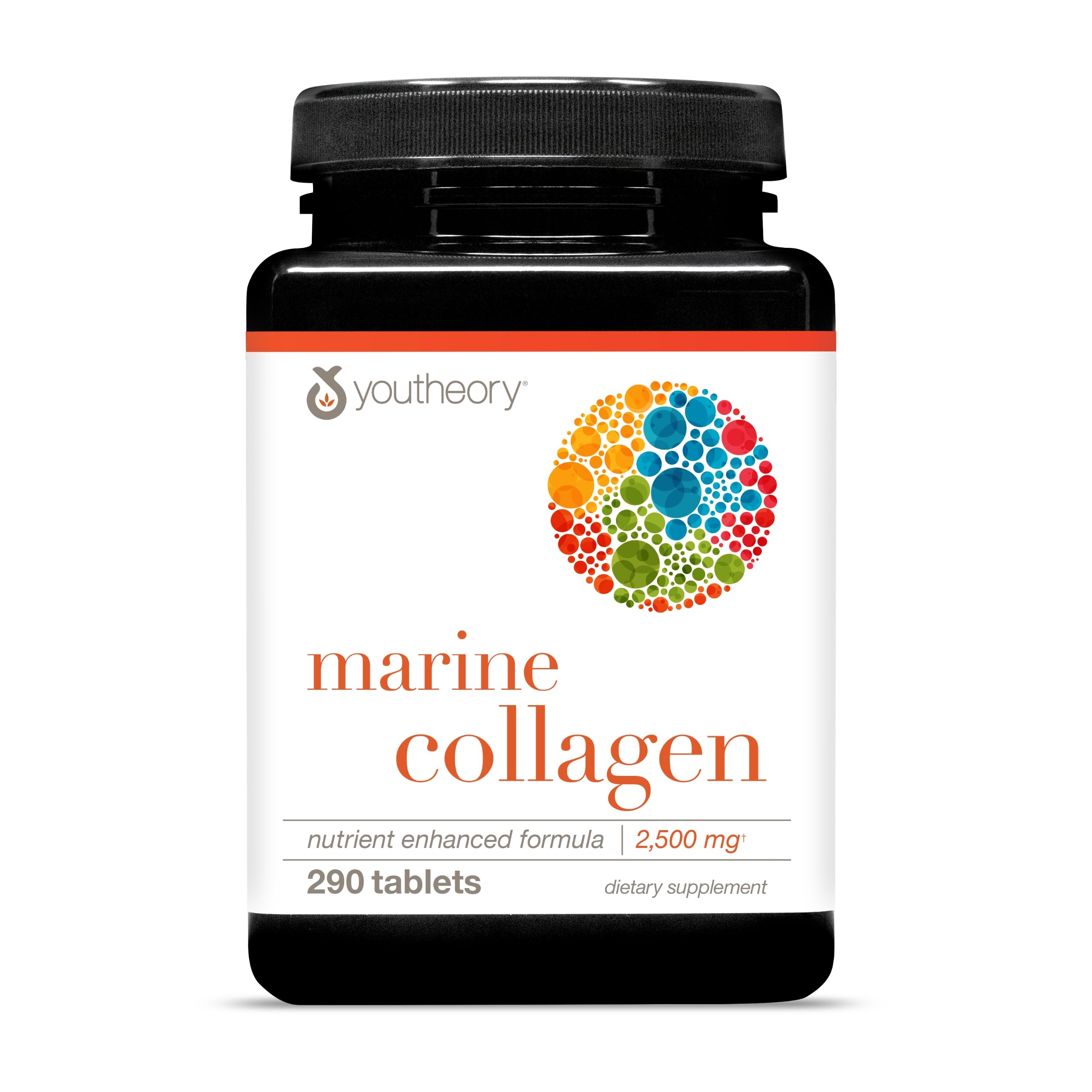 Youtheory Marine Collagen - 2,500 mg Hydrolyzed Collagen - Supports Skin* - Fish-Sourced Collagen - with Vitamin C, A, C, E, B6, B12 & More - Highly Digestible and Absorbable - 290 Tablets