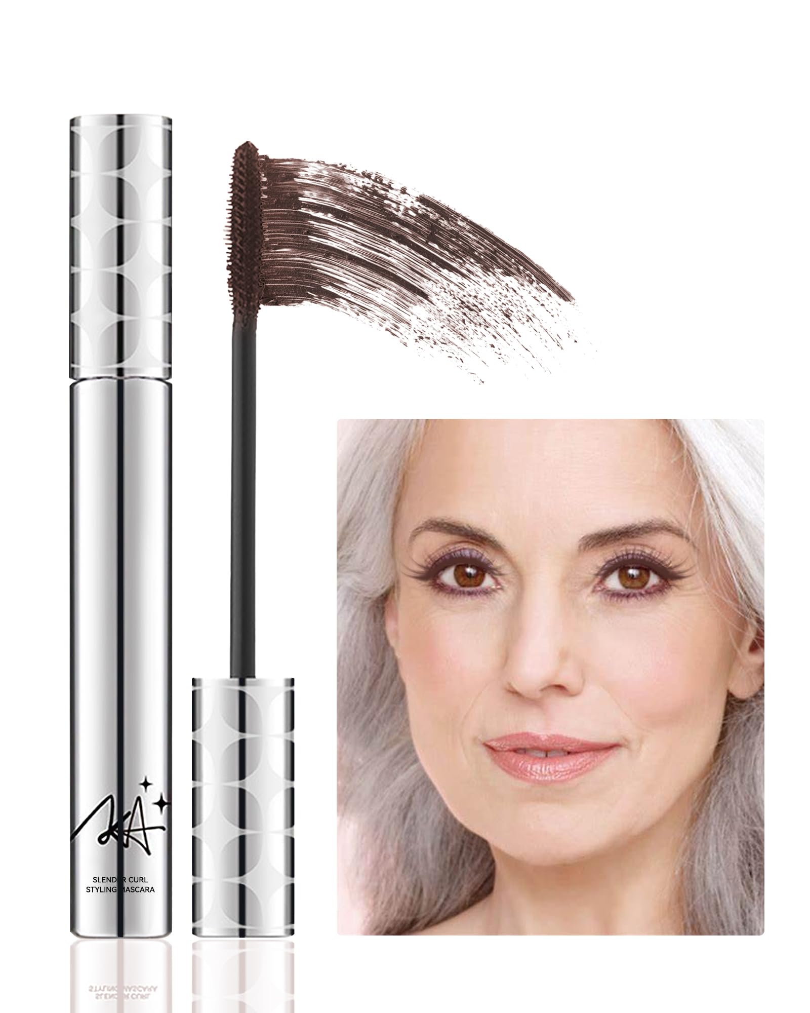 Mascara for Older Women 60 Plus, Brown Mascara Volume and Length for Mature Women with Thinning Lashes, Prime Máscara Waterproof Long Lasting Volumizing, Hypoallergenic Máscara for Sensitive Eyes-02