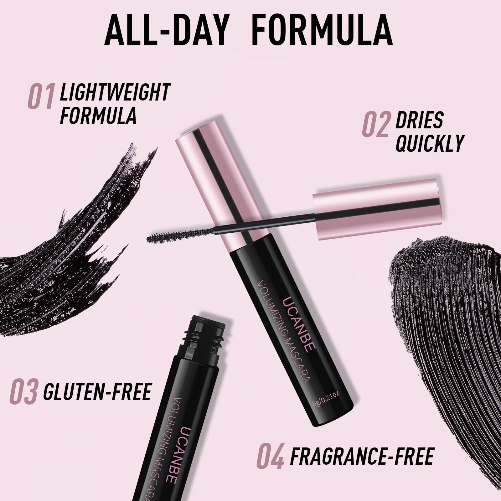 UCANBE Volumizing Mascara & Eyelash Remover Gift Set - Waterproof, Smudge-Proof Long-Lasting Black Mascara & Nourishing Lash Remover Eye Makeup Kit- Ideal Travel Companion, Gentle for Sensitive Eyes