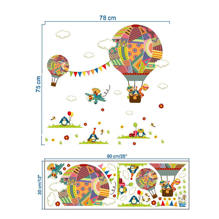 Amaonm Creative Cartoon 3D Hot air Balloon Aircraft Animals and Clouds Wall Decals Stickers - Peel and Stick Removable DIY Vinyl 3D Wall Art Decor for Nursery Room Kids Bedroom Living Room Classroom
