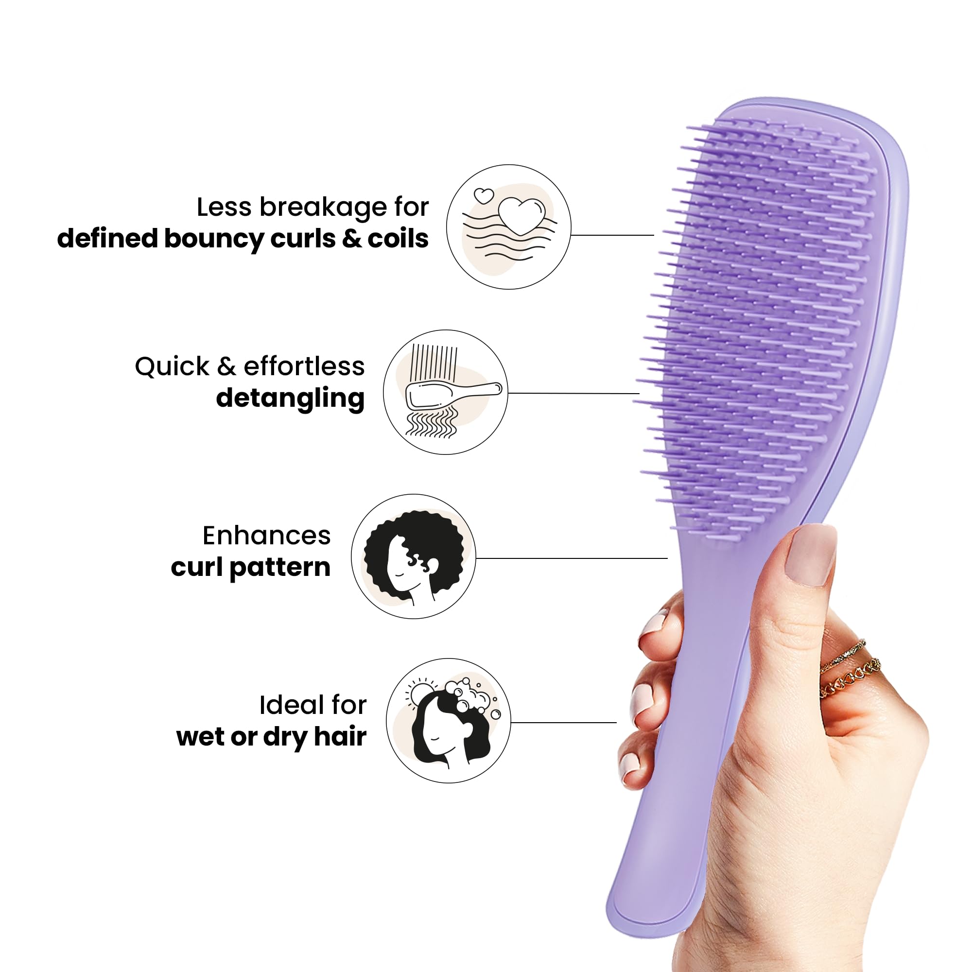 Tangle Teezer Naturally Curly Detangling Hairbrush for 3C To 4C Hair, Purple Passion