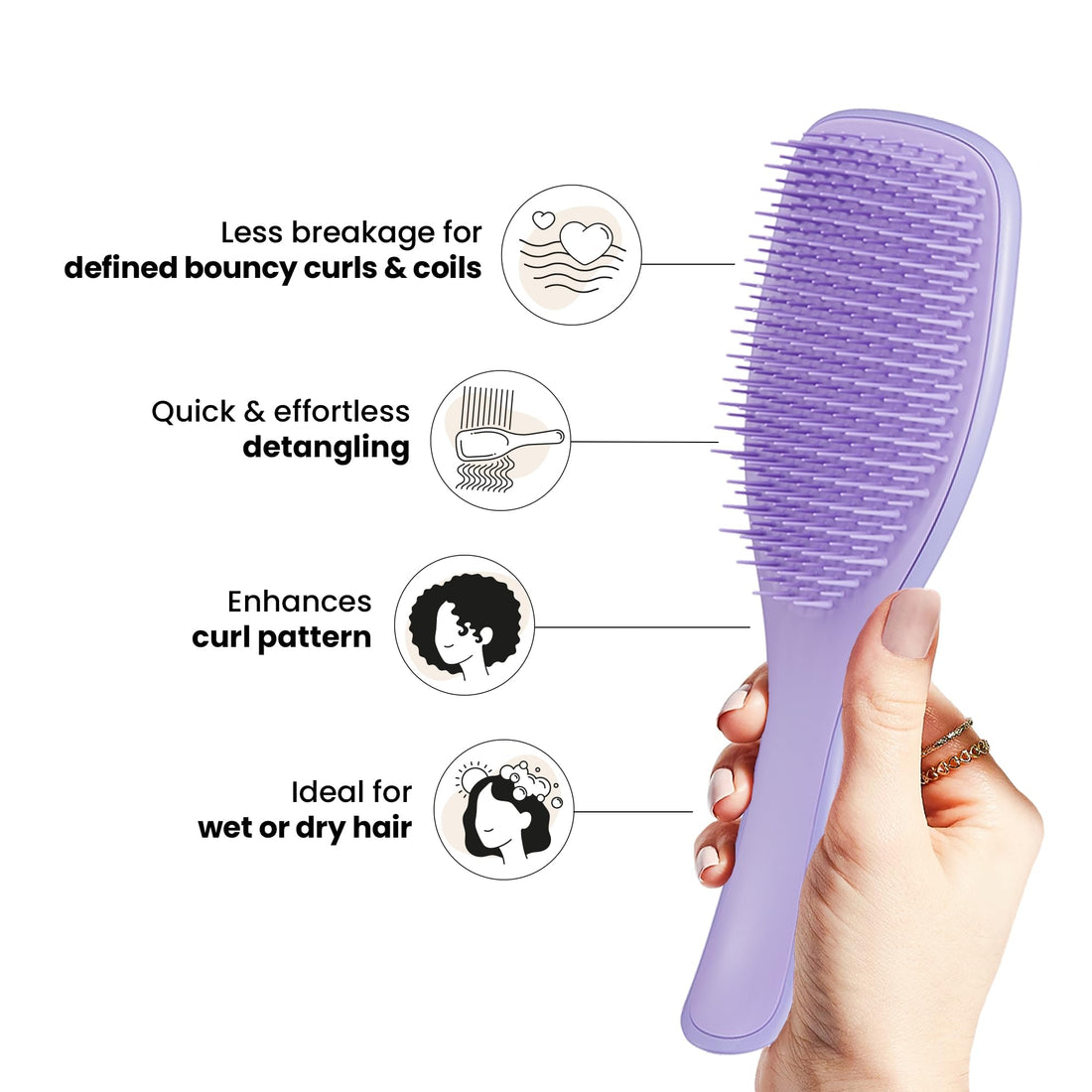Tangle Teezer Naturally Curly Detangling Hairbrush for 3C To 4C Hair, Purple Passion