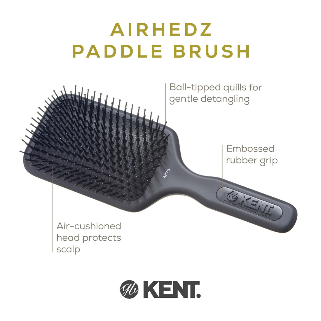 Kent AH7G Airhedz Pro Extra Large Pin Hair Brush (Fine Pin, Grey) : Fine Pin, Grey