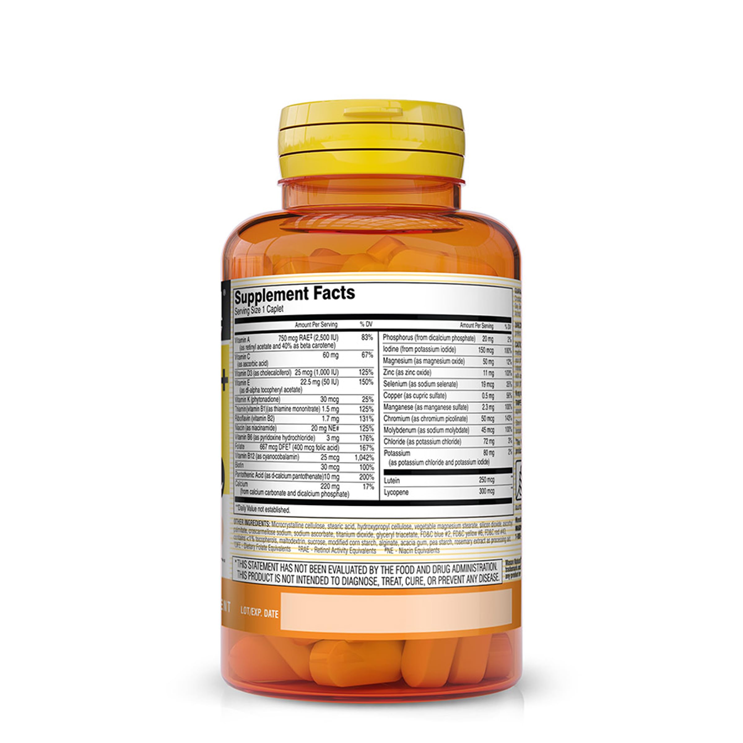 MASON NATURAL Vitrum 50 + Adult-Multi, Iron Free - Vitamins A C D E K B, Folate, Calcium, Iron, Zinc, Potassium, Magnesium, 100 Tablets