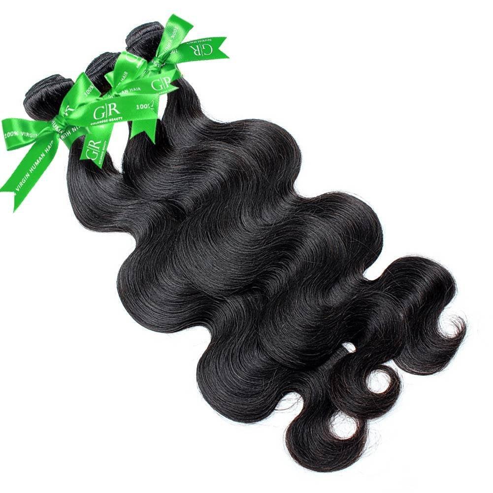 26inch, GR-6A High Quality : GoldRose Beauty Grade 6A 100% Brazilian Virgin Human Hair Extensions Body Wave, 1 Bundle 26 Inches Natural Black Color