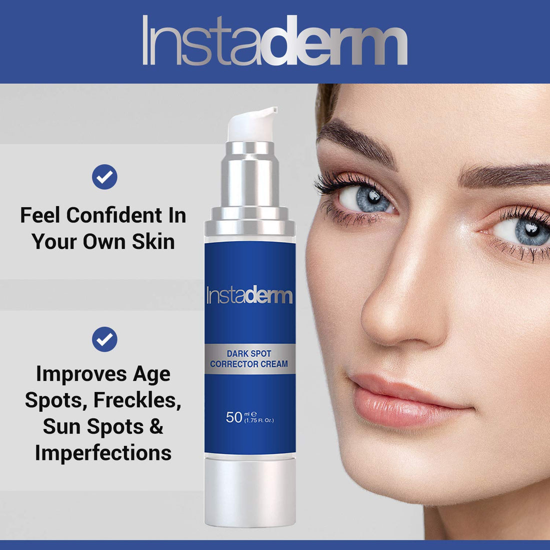 Instaderm Anti Aging Dark Spot Corrector Cream- Naturally Fades Dark Spots, Sun Spots, Age Spots, Acne Blemish Scars, Brown Spots & Freckles for Brighter Lighter Hydrated Looking Skin.