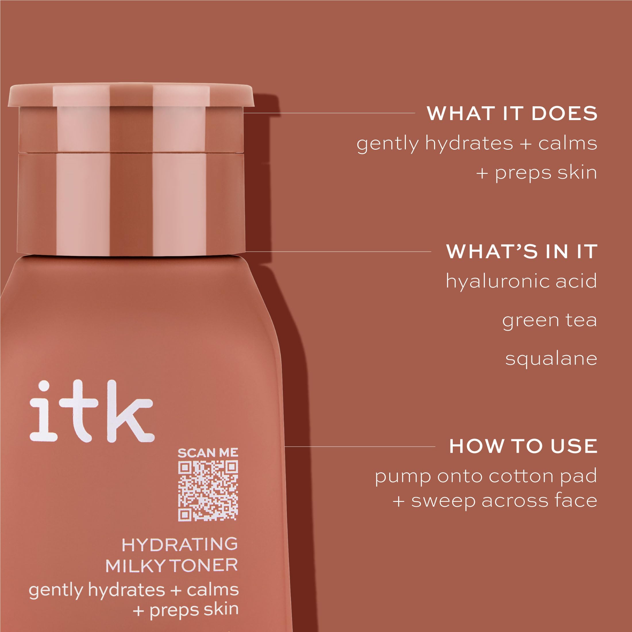 ITK Hydrating Hyaluronic Acid Milky Face Toner for Dry Skin + Redness with Green Tea + Squalane - Prep, Tone + Calm Skin for Women - Soothing Vegan Moisturizing Facial Toner - 5 oz.