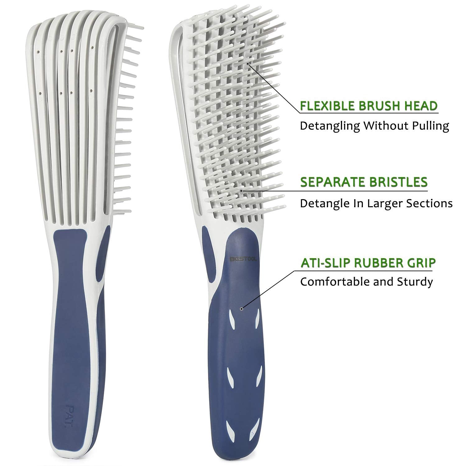 BESTOOL Detangling Brush for Curly and Natural Black Hair, Afro 3/4abc Texture, Faster and Easier Detangling of Wet or Dry Hair with No Pain (Blue)