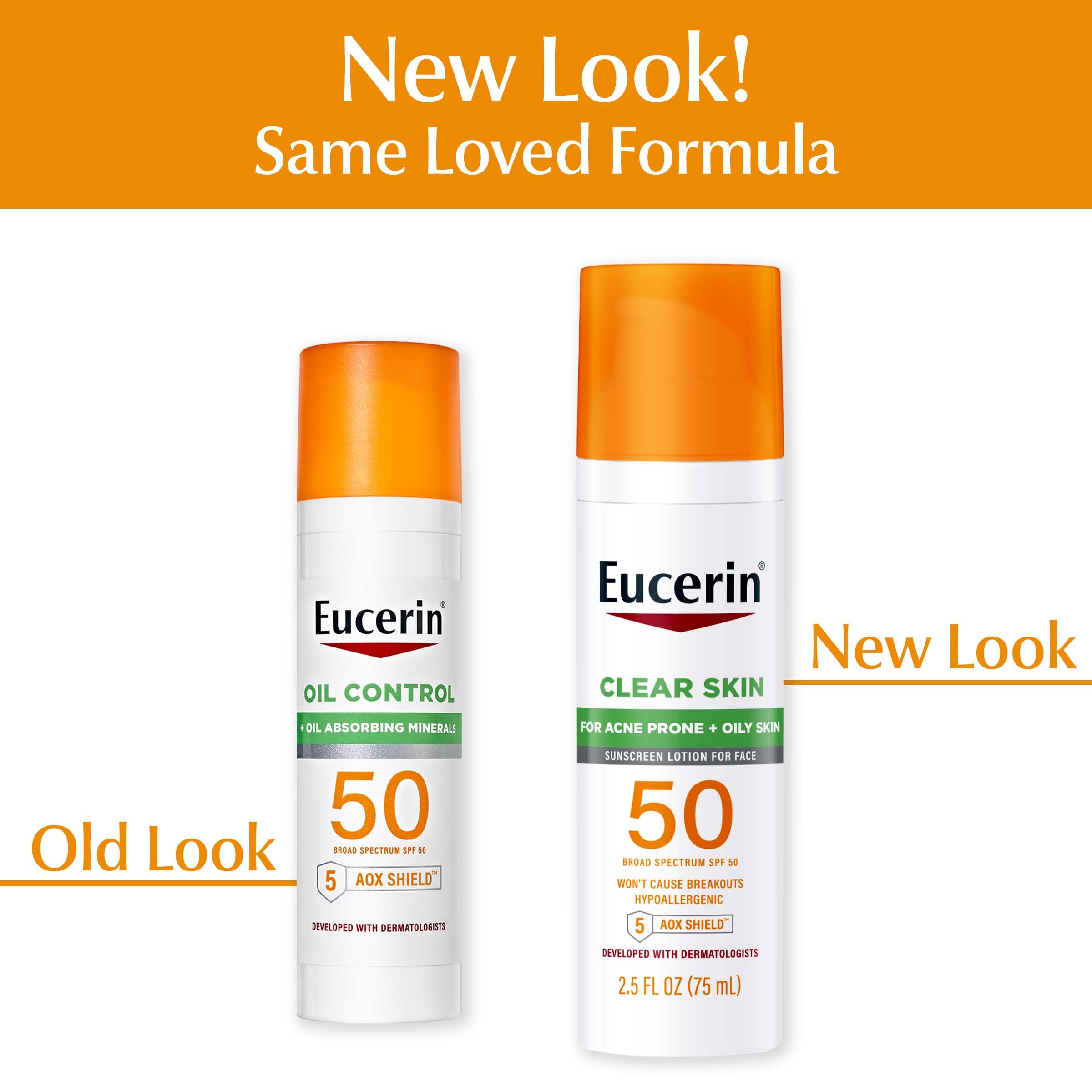 Eucerin Sun Oil Control SPF 50 Face Sunscreen Lotion with Oil Absorbing Minerals, 2.5 Fl Oz