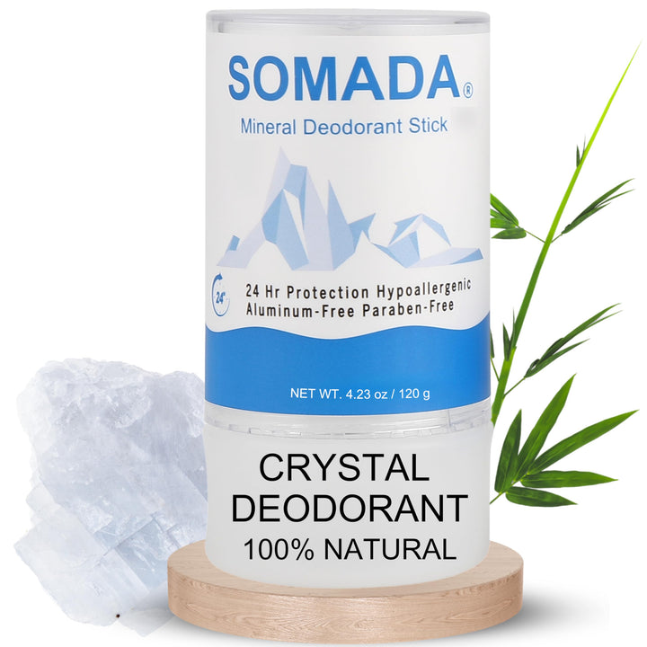 Crystal Deodorant Stick for Women and Men, 4.25 oz/120g - 100% Natural Alum Salt Stone Rock - Unscented Mineral Rock