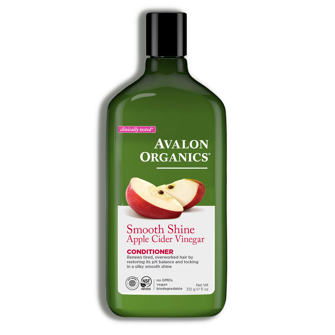 Avalon Organics Smooth Shine Apple Cider Vinegar Conditioner, 11 Ounce (Pack of 6)
