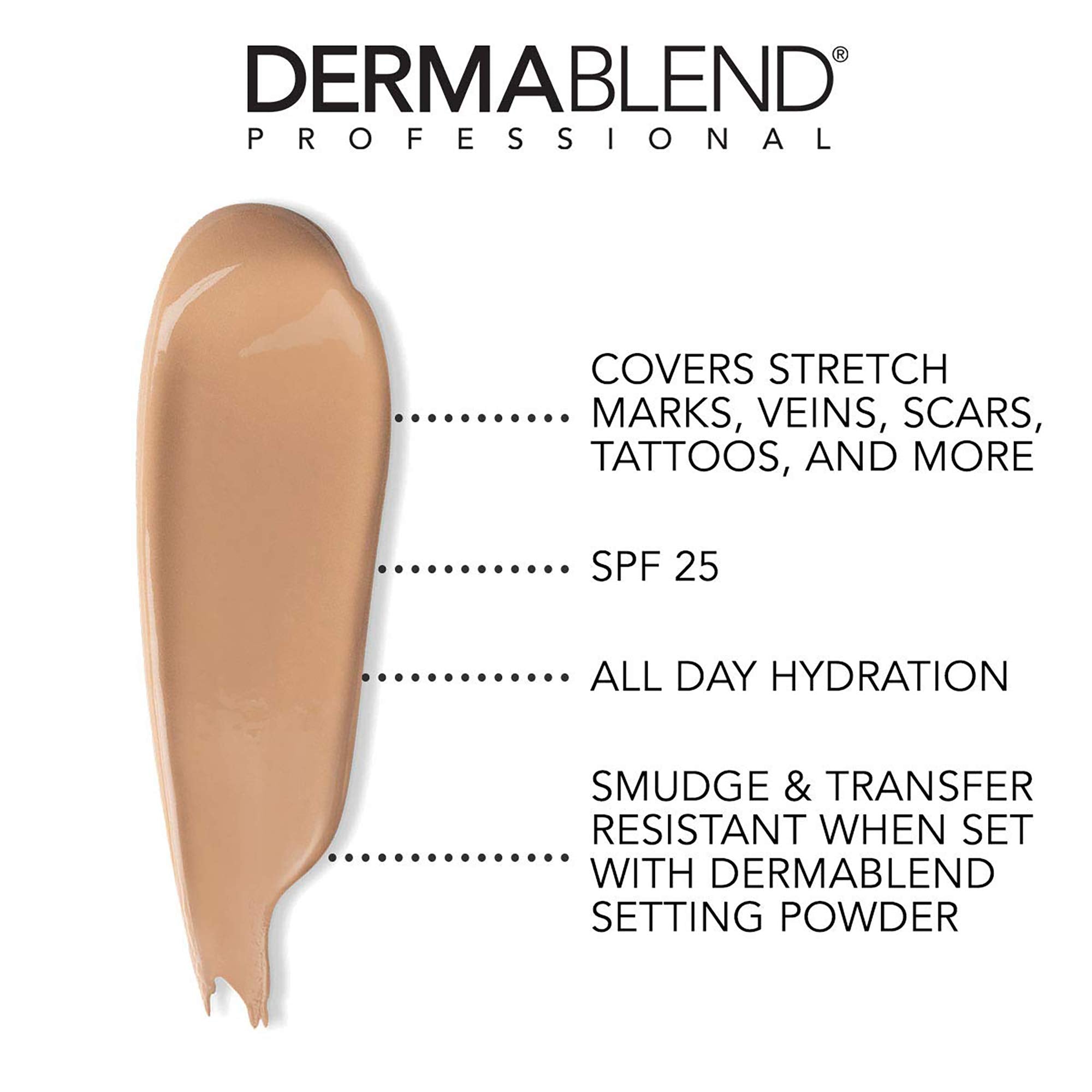 Dermablend Leg and Body Makeup Liquid Foundation with SPF 25 for Medium Coverage & All-Day Hydration, 20n Light Natural, 3.4 Fl. Oz.