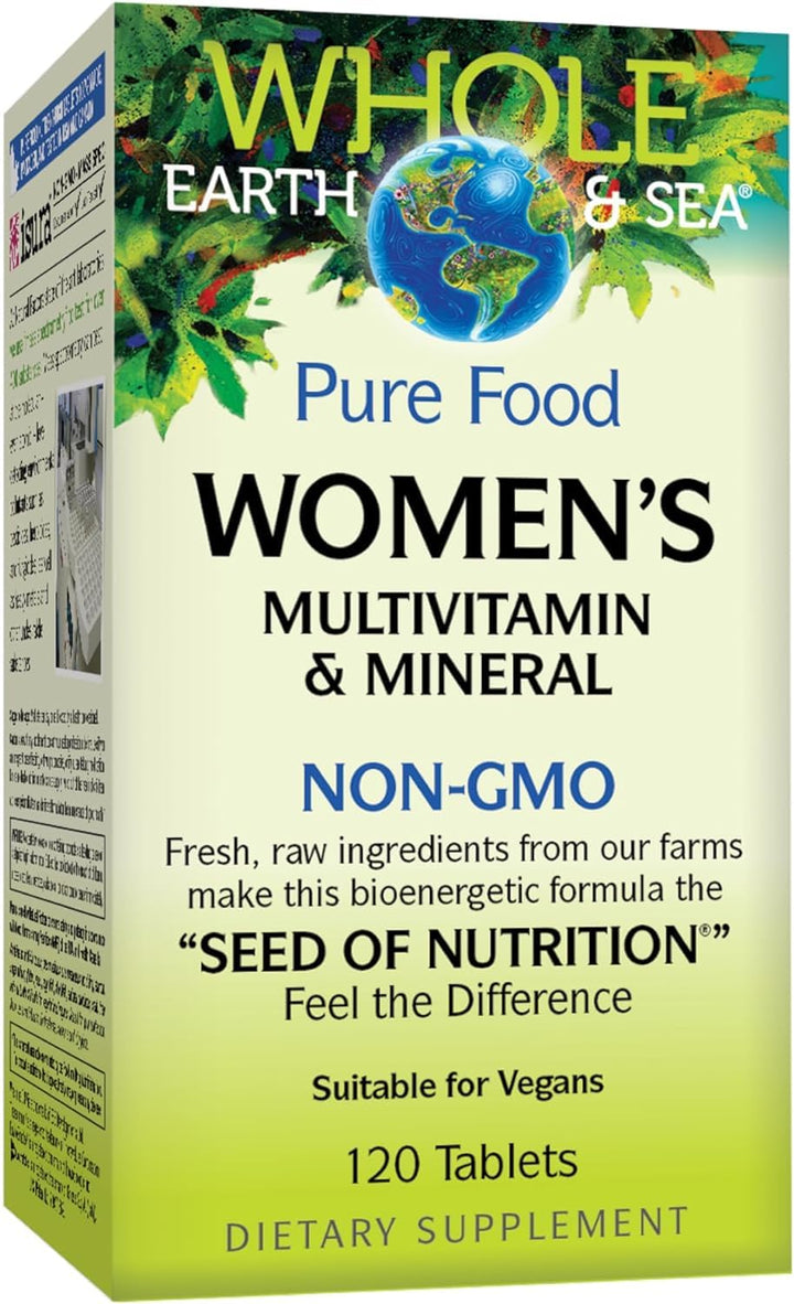 Natural Factors Whole Earth & Sea Women's Multivitamin & Mineral, Whole Food Supplement, Vegan, 120 Tablets