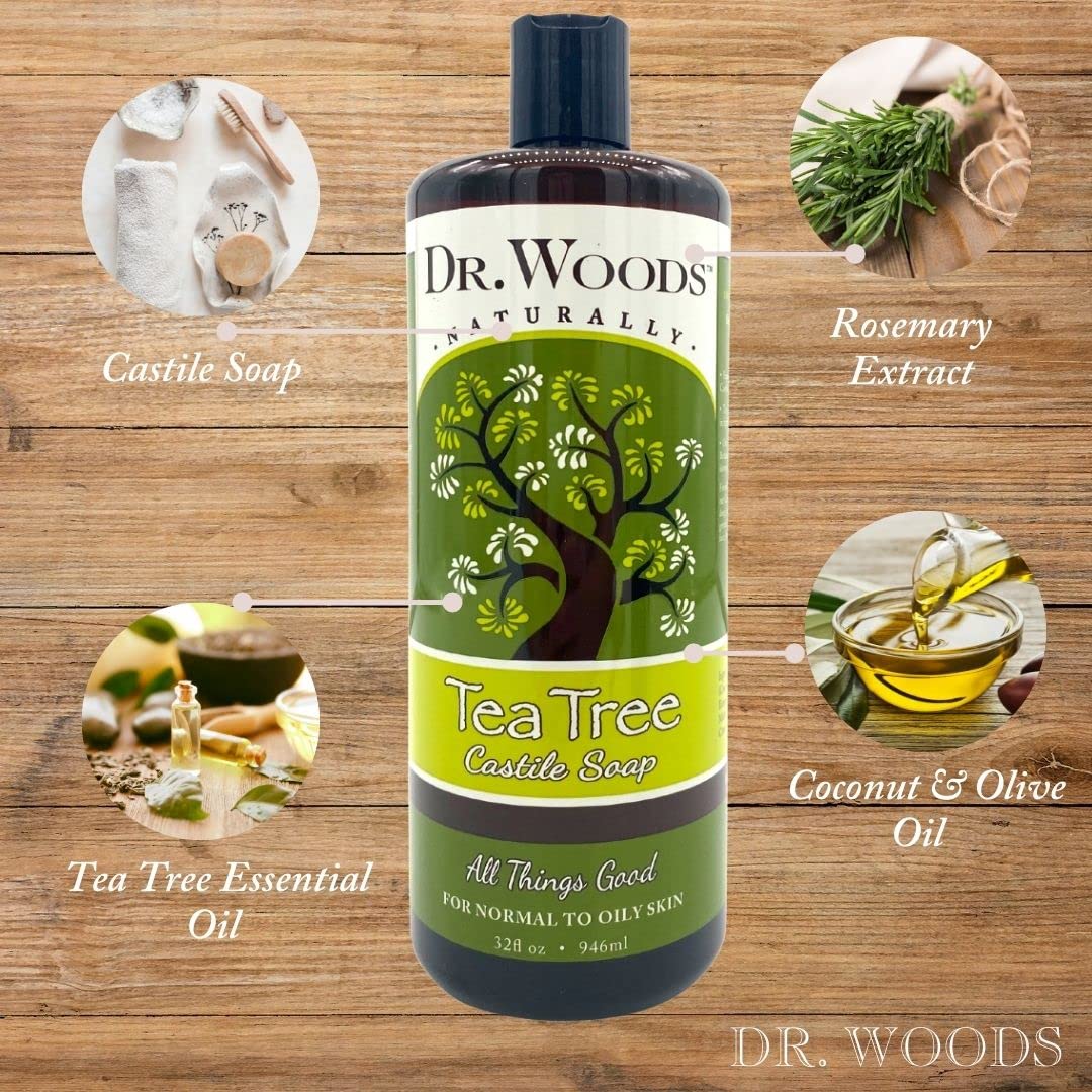 Dr. Woods Pure Tea Tree Liquid Castile Soap, 32 Ounce (Pack of 3)