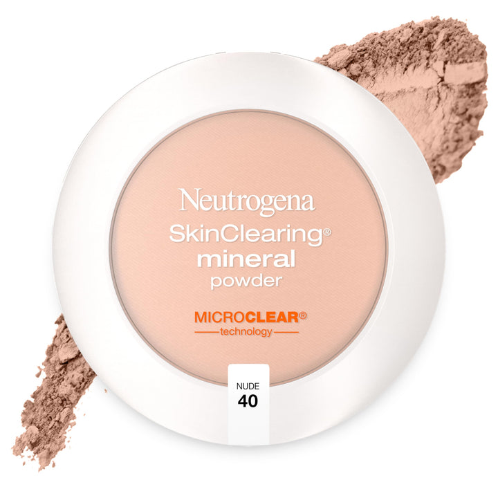 Neutrogena SkinClearing Mineral Acne-Concealing Pressed Powder Compact, Shine-Free & Oil-Absorbing Makeup with Salicylic Acid to Cover, Treat & Prevent Acne Breakouts, Nude 40, .38 oz (Pack of 2)
