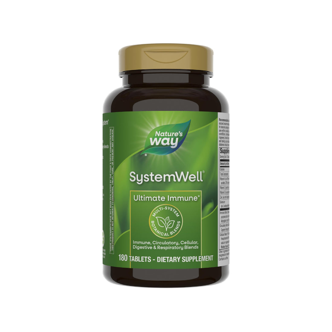 Nature's Way Systemwell Ultimate Immune*, with Vitamins C, A, D, Zinc, Selenium, Multi-System Botanical Blends Including Immune, Respiratory, Digestive, & Circulatory, 180 Tablets (Packaging May Vary)