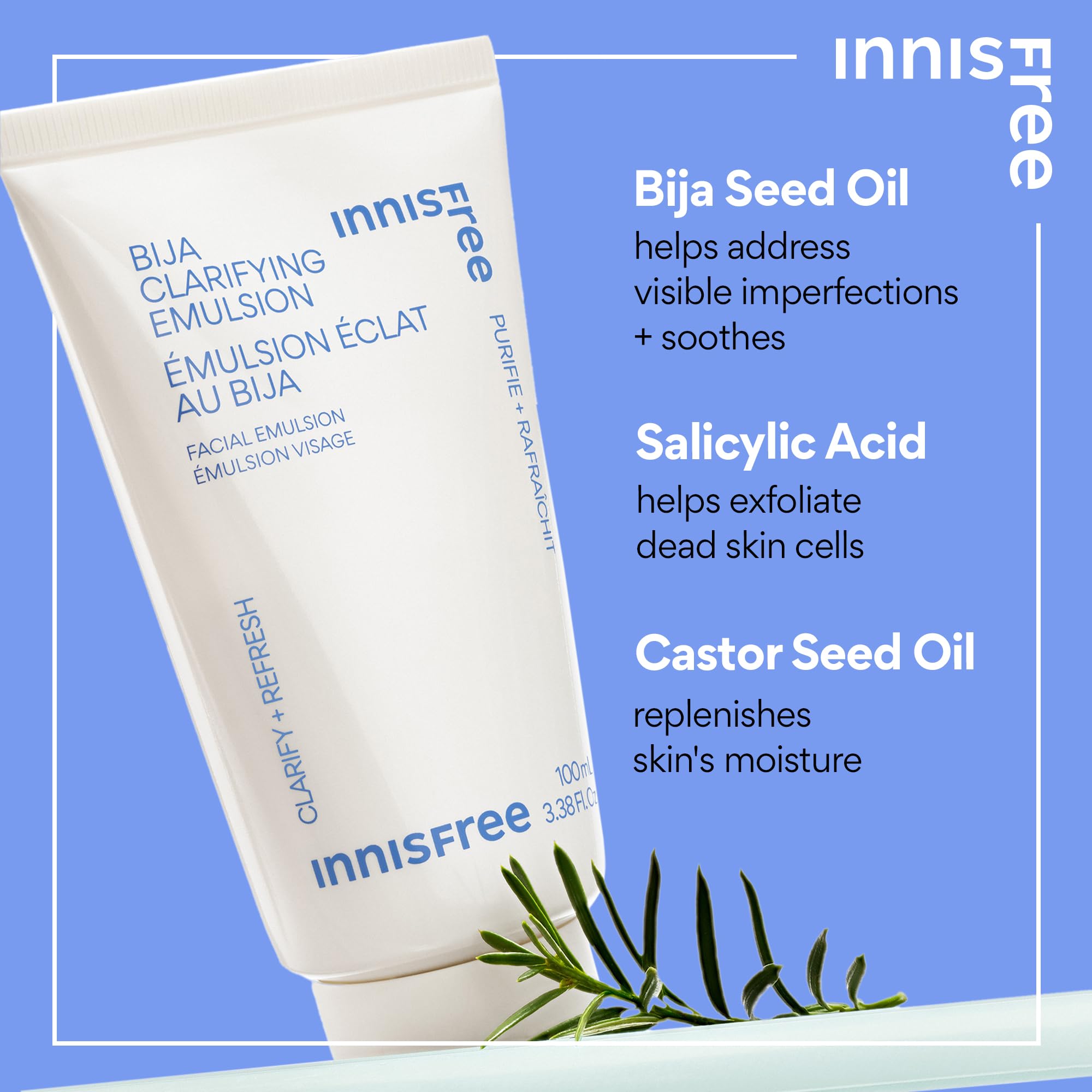 innisfree Bija Clarifying Emulsion with Salicylic Acid and Niacinamide, Korean Skincare Lightweight Face Moisturizer (Packaging May Vary)