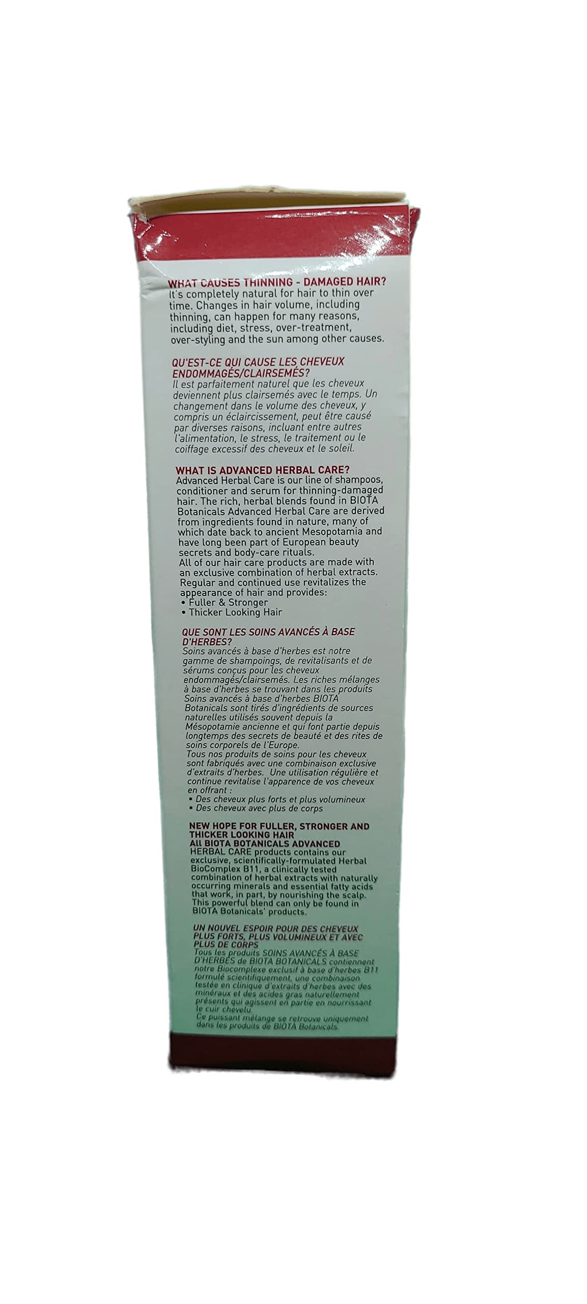 B'IOTA Botanicals Herbal Care Experts Daily Care Shampoo For Normal/Dry Thinning Hair, 10.1 OZ