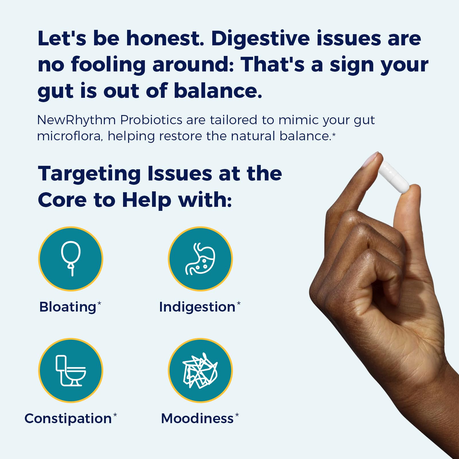 NewRhythm Probiotics 120 Billion CFU 36 Strains, 3-in-1 Probiotics for Digestive Health & Immune Support with Prebiotics & Enzymes, Probioticos for Women & Men, Vegan Targeted Release Supplement, 30ct