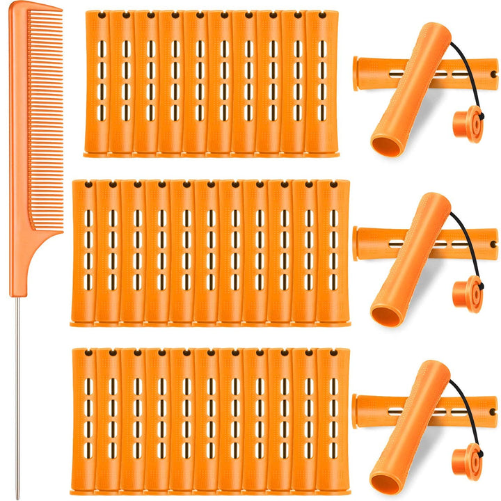 WILLBOND 36 Pieces Cold Wave Rod Hair Perm Rods Hair Rollers Perming Rods Curlers with Steel Rat Tail Comb for Hairdressing Styling