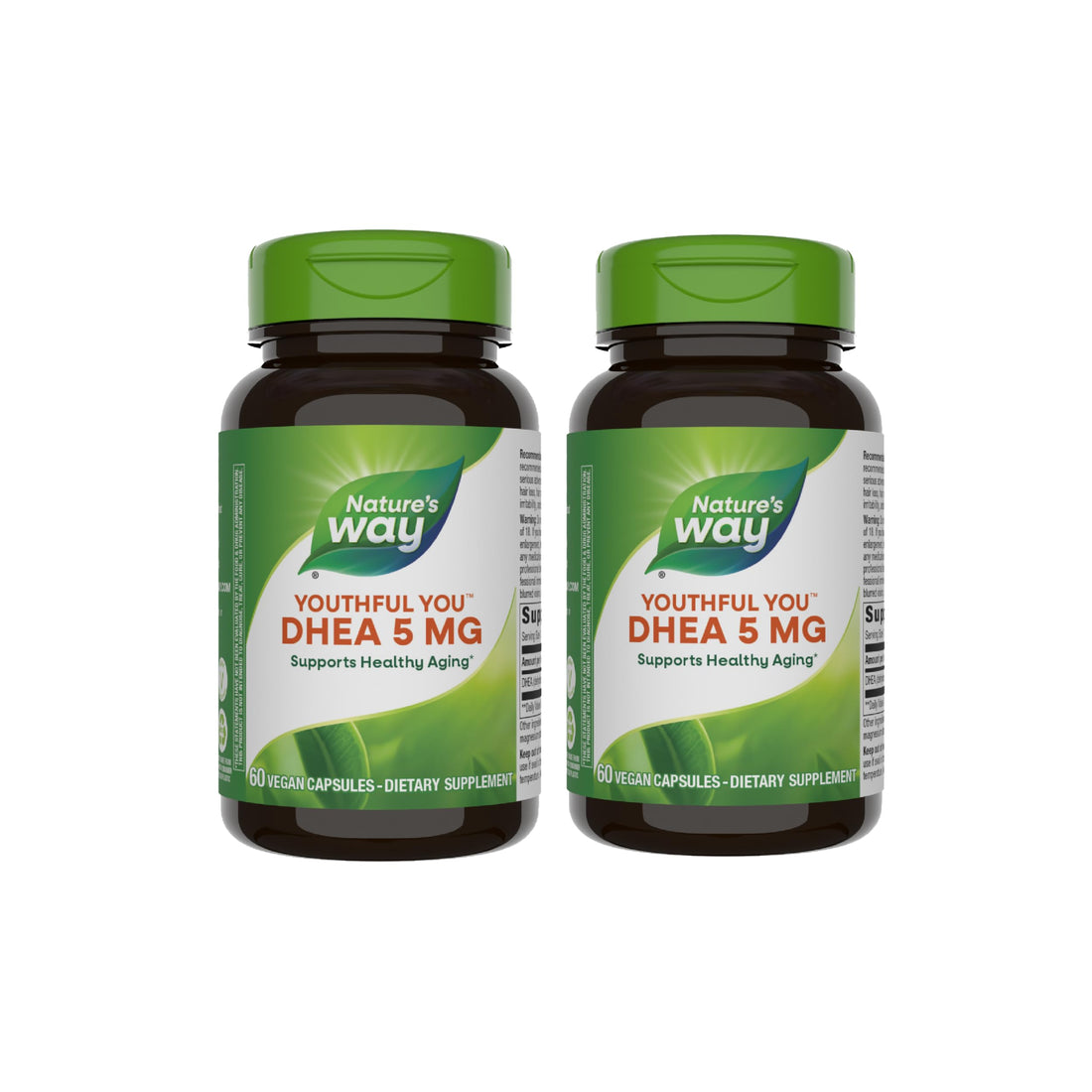 Nature's Way Youthful You DHEA 5 Mg, Supports Healthy Aging & Hormone Production*, No Gluten, 60 Vegan Capsules (Packaging May Vary) - 2 Pack