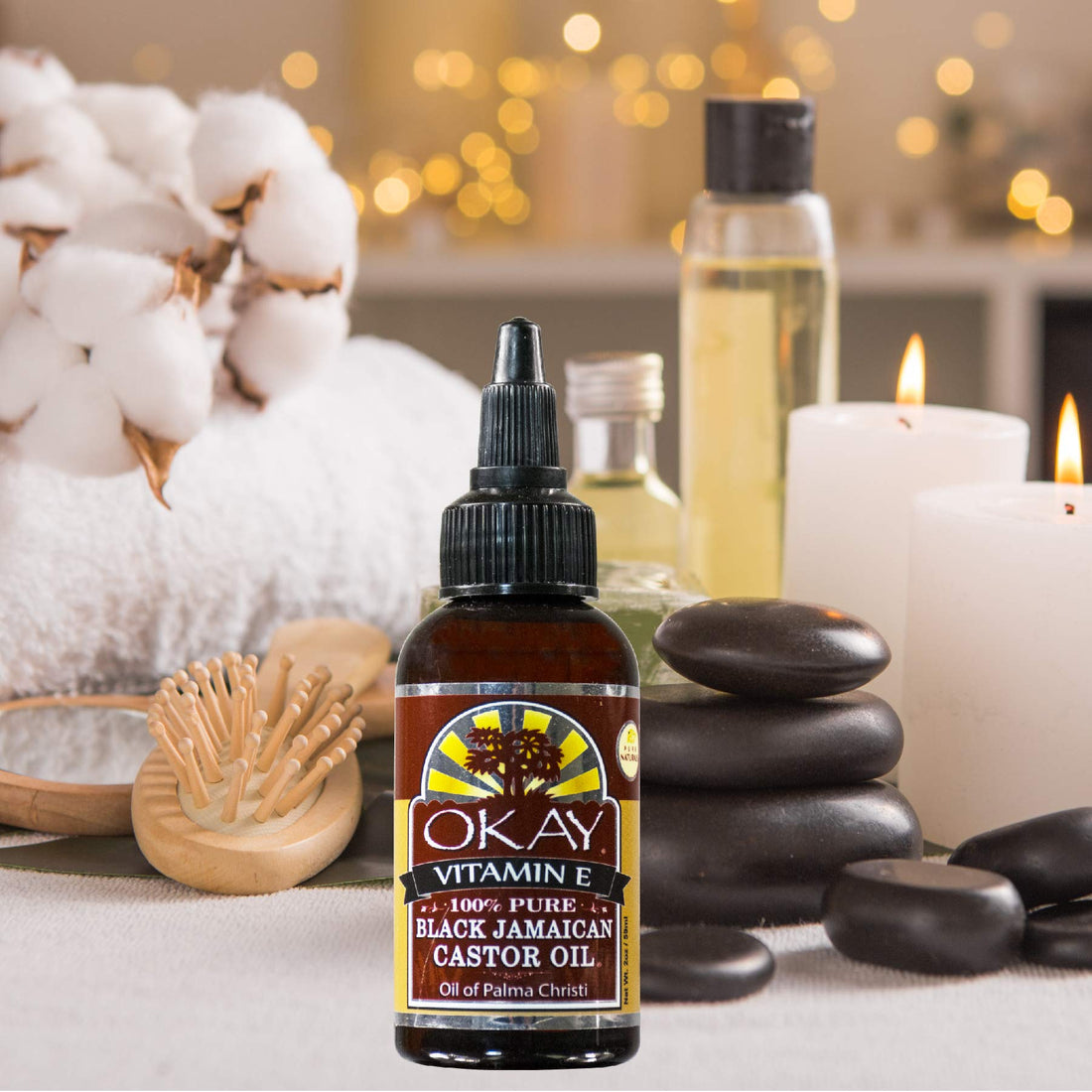 Okay Black Jamaican Castor Oil with Vitamin E and Panthenol, 2 Ounce