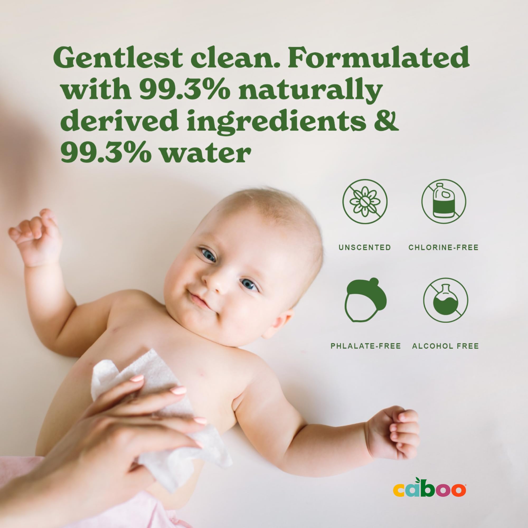 Caboo Baby Wipes, Made with Bamboo Viscose, Certified Made Safe Ingredients, Unscented Baby Wipes Good for Sensitive Skin, 72 Wipes Per Travel Pack, Total of 216 Wet Wipes