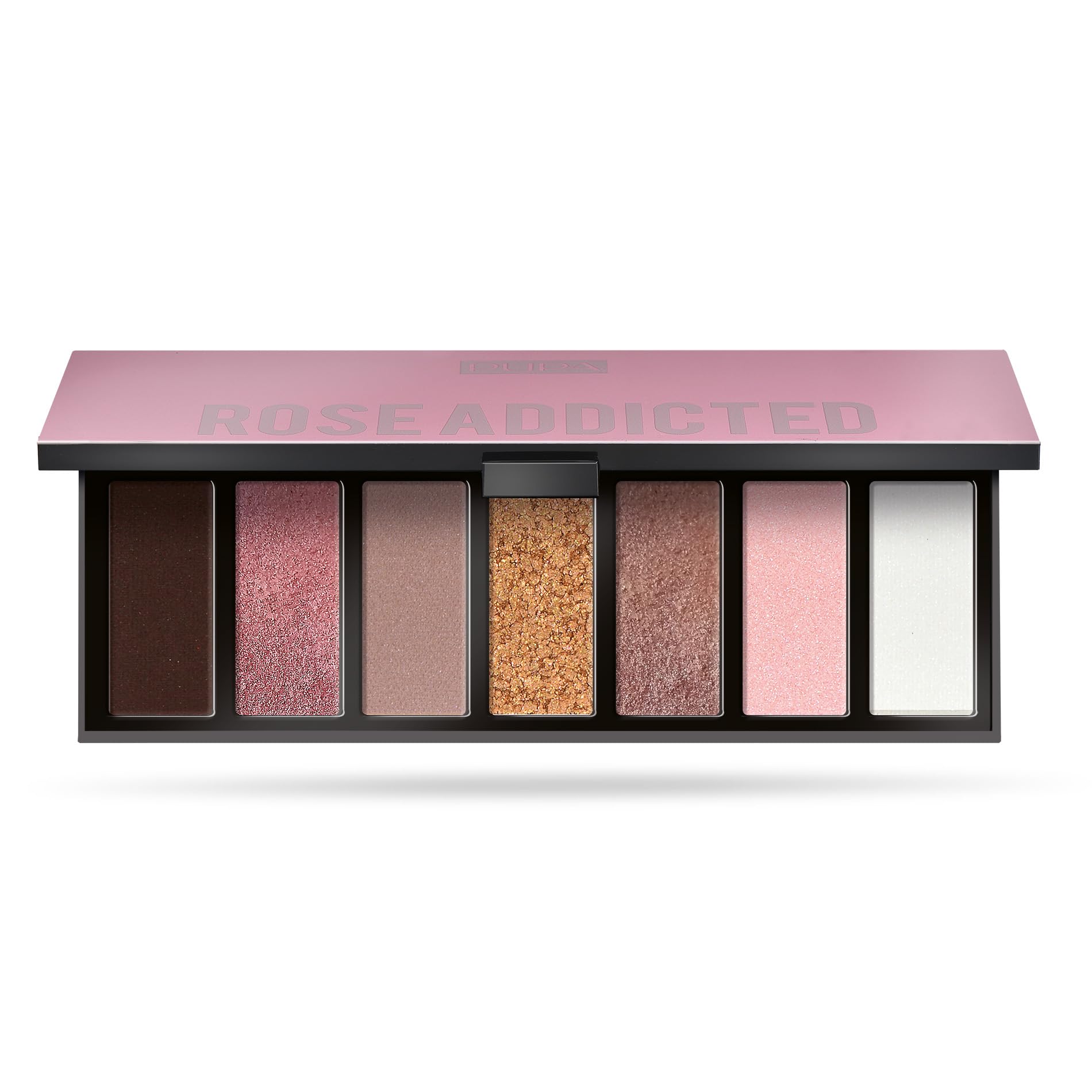 PUPA Milano Make Up Stories Compact Palette - Palette Of 7 Multi-Finish Eyeshadows - 3 Ultra-Performing Textures With Instant Coverage - Handy Compact Size - 004 Rose Addicted - 0.469 Oz, I0111803