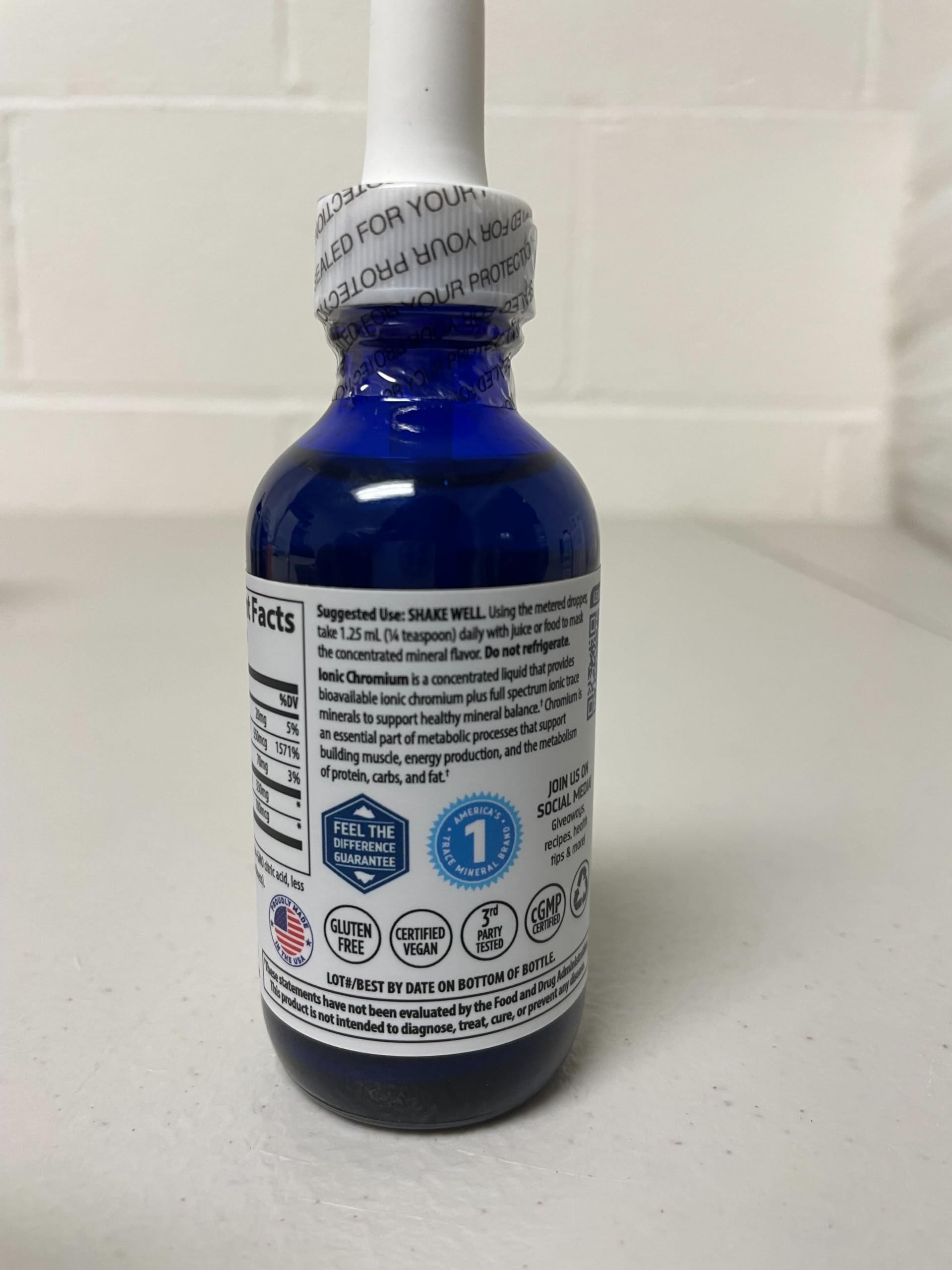 Trace Minerals Ionic Chromium 550 mcg - Dietary Supplement to Support Energy & Muscle Growth - Liquid Drop Supplement with Magnesium, Chromium, Chloride & More - 2 fl oz (About 48 Servings)