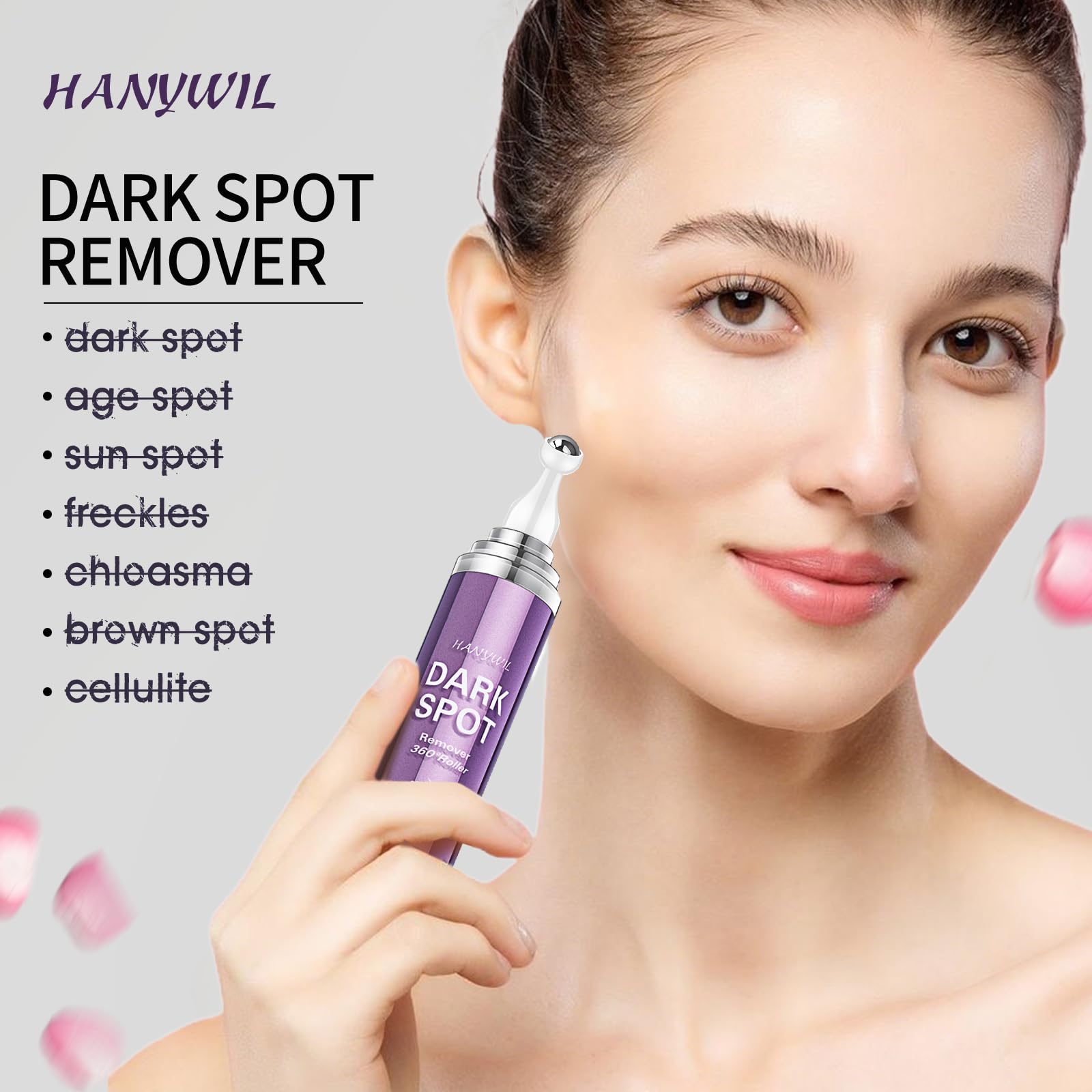 HANYWIL Dark Spot Remover for Face and Body, Dark Spot Corrector Serum, Age Spot Sun Spot Freckles Brown Spot Remover, Melasma Treatment for Face, Skin Care Face Serum with Roller (0.5 Fl Oz)