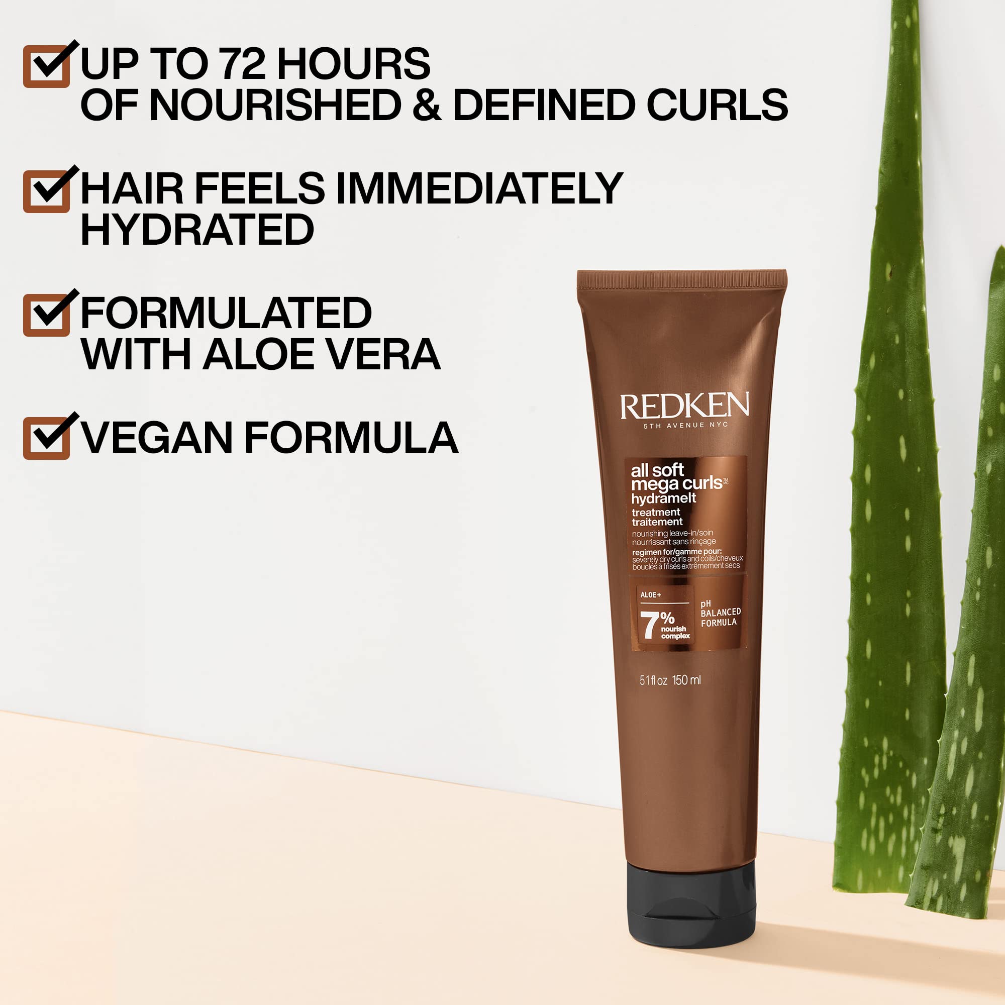 Redken All Soft Mega Hydramelt Leave-In Treatment | For Extremely Dry Hair | Ultra Moisturizing Hair Lotion Enhances Shine | With Aloe Vera