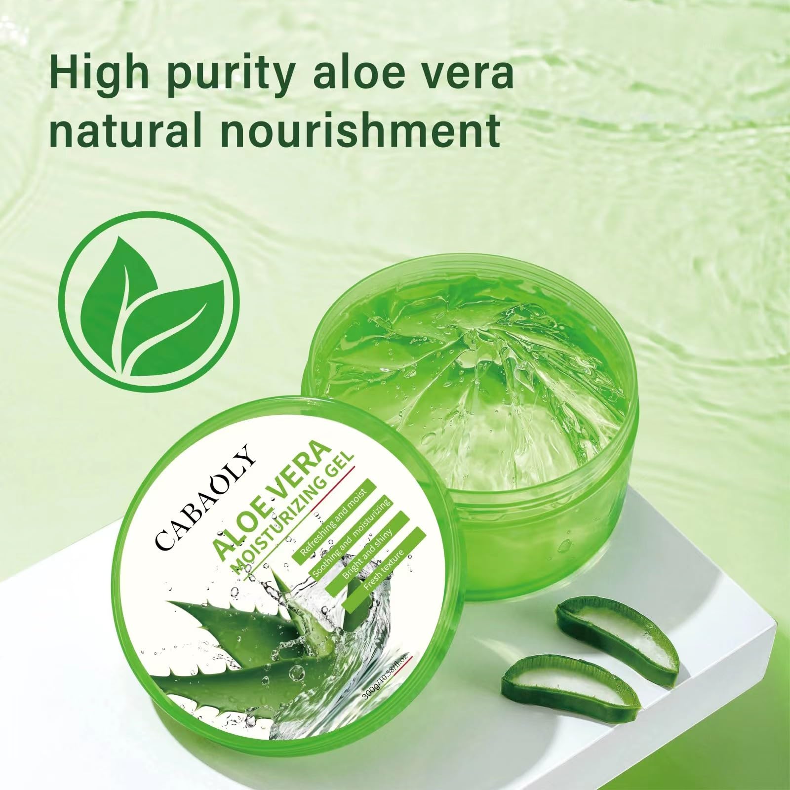 CABAOLY-Organic Natural Pure Aloe Vera Gel Face, Non-Sticky Aloe Vera Gel That Naturally Moisturizes and Relieves Sunburn and Deeply Moisturizes