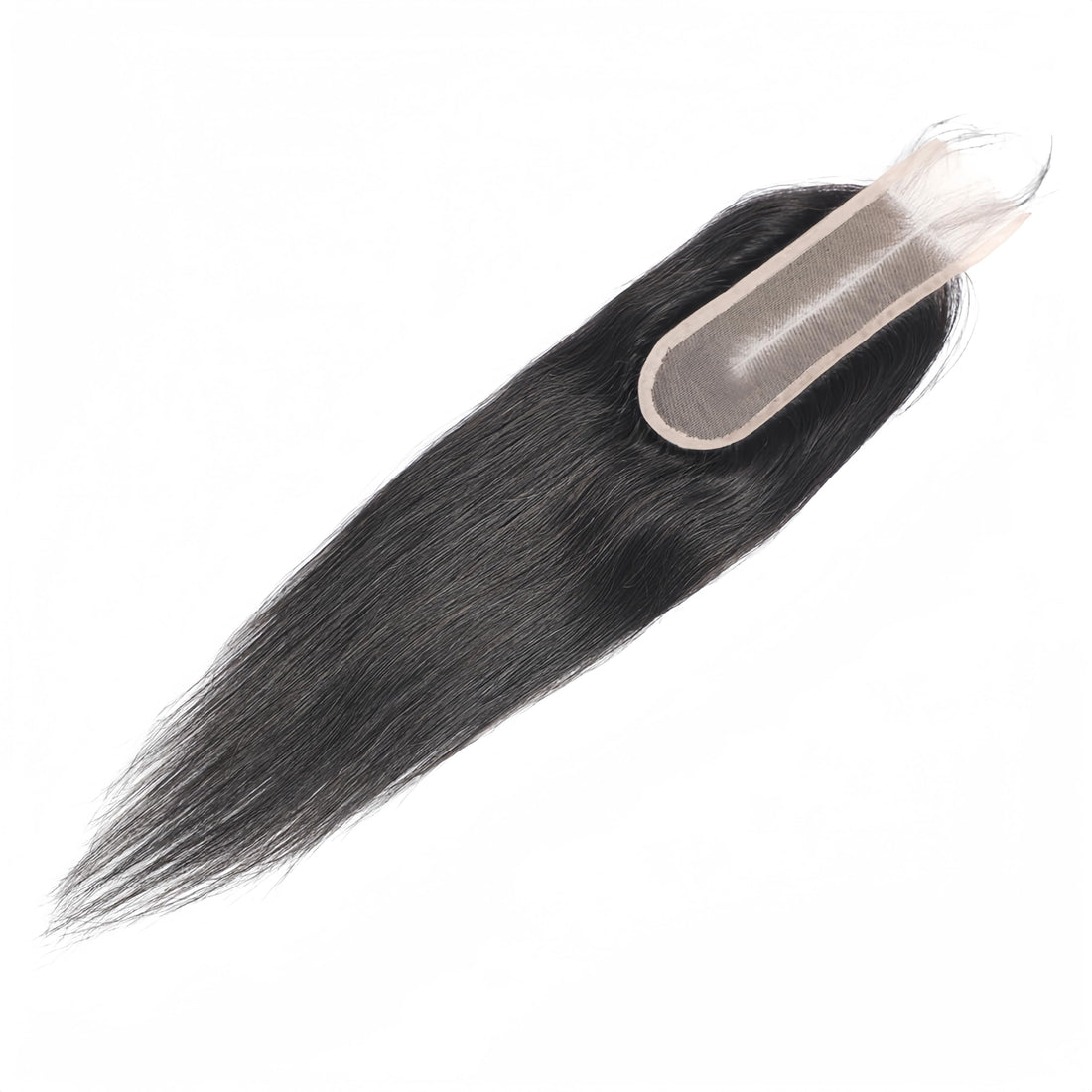Risbaer 18 Inch: Brazilian Straight Remy Hair 2X6 Lace Closure With Full End Natural Color 100% Human Hair Middle Part Bleached Knots (18 Inch)
